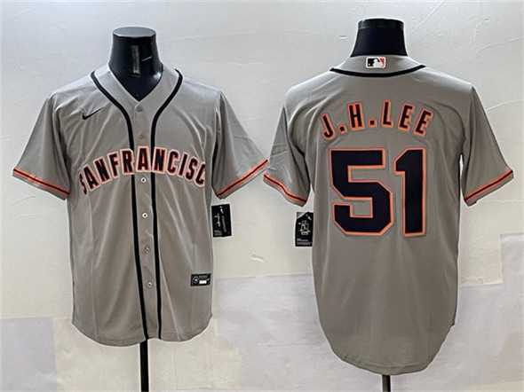 Men%27s San Francisco Giants #51 Jung Hoo Lee Gray Cool Base Stitched Jersey